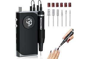 YOKE FELLOW YOKEFELLOW Acrylic Nail Drill, 40000RPM Portable Nail Drill with HD LCD Display Professional E File Machine for Home and Salon Use Grey