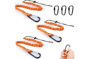 GZqiancang 3 Piezas Cordón Para Herramientas,Retractil Cordón de Herramientas con Mosquetón para Construcción, Trabajos en Altura, Alpinismo(Color Naranja)