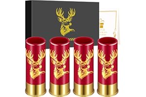 LKKCHER NOVELTY Verres à Shot avec Tête de Cerf Inclinée, Lot de 4, avec Boîte Cadeau, pour Hommes et Femmes, Fête de Mariage, Fête des Pères, Cadeaux de Chasse au Cerf, 12 GA Petits Verres à Shot, Plastique, Rouge
