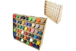 HobbyHold Étagère avec 54 Trous pour Couleurs Citadel - Support en Bois pour Modélisme - Organisateur de Peinture 36 mm - Étagère Murale