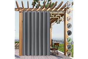 Lsjoaw Cortinas Exterior con Trabillas 1 pz 112x255CM Opaca Cortina Cortina de Exterior Impermeable con Anillos Resistente al Viento Cortina para Porch Yarda Puerta corredera Color#7