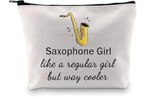 JTOUK Saxophonist Gift Saxophone Player Gift Saxophone Girl Like A Regular Girl But Way Cooler Travel Makeup Bag for Saxophone Lovers (Saxophone Girl Bag EU)