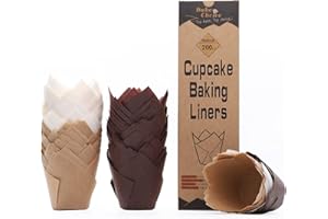 BAKE CHOICE BakeChoice Nordic Paper 200 Pirottini Cupcake,Muffin a Tulipano Carta Pergamena UE,Standard Pirottini Marrone,Naturale non Sbiancato per Festa,Compleanno,Matrimoni,Anniversari,Pasticceria,Caffè Bar