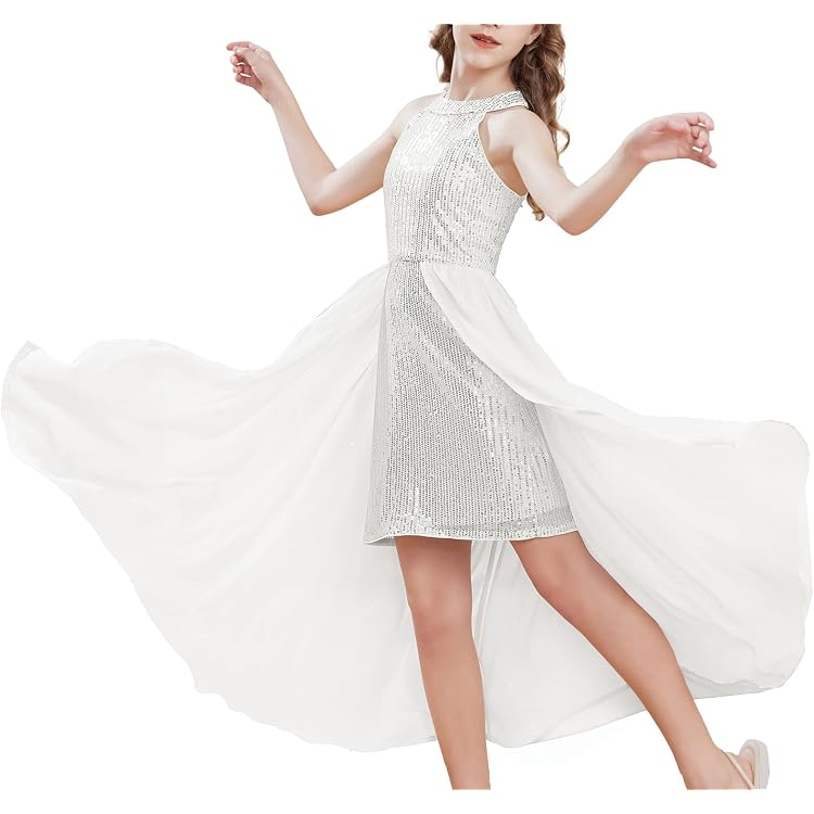 Robe Danse Classique Enfant Pailletée Ranrann - Justaucorps Brillant Pour Ballet, Jazz, Fête 4-12 Ans