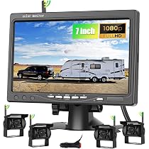 Podofo Kabelloses Rückfahrkamera-Set HD 1080P – 7-Zoll-Monitor, IP68 Wasserdicht, Nachtsicht, Für Anhänger, Wohnmobil, LKW
