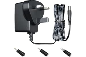 OXZEEWEE 5V 1A 5W 1.8M Long Power Supply Adapter, AC DC Switching Adapter (Input 100-240V, Output 5Volt 1Amp 1000mA), Wall Mount Transformer Plug with 3 Interchangeable Adapter Jacks, UKCA Listed