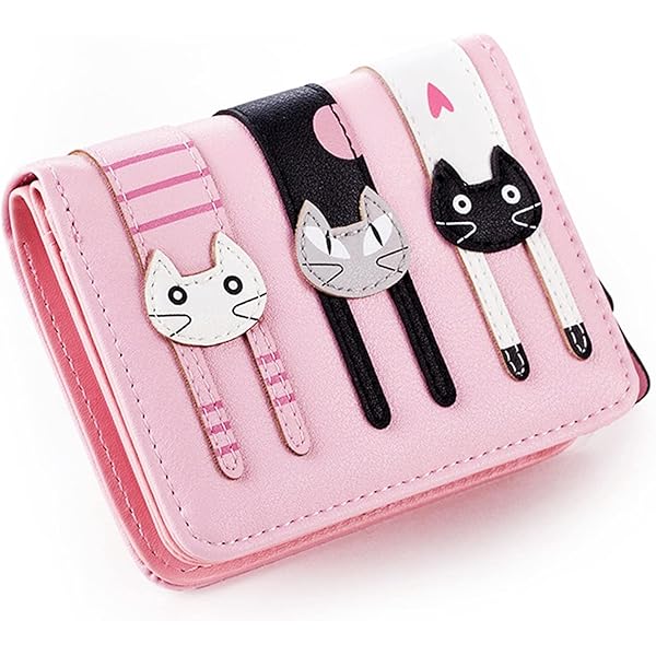 Dames Kleine Kat Decoratie Portemonnee, Korte Rits Mini Portemonnee, Pu Leer Schattige Kat Portemonnee, Decoratieve Kleine Portemonnee, Geschikt Voor Cadeaus Voor Meisjes (4,72x3,74x1,18 Inch