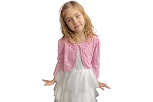 Yealoo Chaqueta Bolero Niña Encaje 3/4 Manga Larga Cuello Redondo para Fiesta Ceremonia 2-12 años
