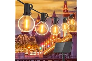 ‎GLUROO GLUROO LED Lichterkette Außen Solar, 9M Lichterkette Glühbirne mit 4 Beleuchtungsmodi, 15+1 Birnen, Lichterkette Außen Strom Wasserdichte für Zuhause, Terrasse,Party