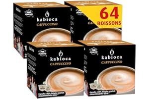 Kabioca - Cappuccino gourmand et raffiné - 4x16 Capsules d'origine végétale pour préparation Cappuccino - Dosettes tout en un compatibles avec machine Dolce Gusto capsules®