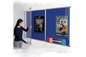 WONDERWALL PRODUCTS LTD Wonderwall Double-Door Tamperproof Lockable noticeboard 240x120cm with 2 Matching Locks and Keys, 6 Colours to Choose from, Including (Blue)