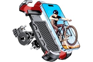 Mohard Uchwyt na telefon rowerowy, ultra stabilny i uniwersalny uchwyt na telefon motocyklowy, obrotowy o 360°, kompatybilny z iPhone 15 Pro Max/14/13, Galaxy S24+ i telefonami komórkowymi 4,7-6,8"