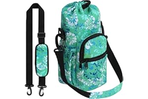 icyant Sac Porte-Bouteille d'eau, Sac à bandoulière Isotherme avec bandoulière et poignée réglables et Poche, Porte-Bouteille de Sport Neutre pour la Marche, la randonnée (Vert)