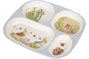 Petit Jour Paris - Plateau à compartiments - Pierre Lapin - Diversification alimentaire - BP935P, Multicolore - Pour Enfant 6Mois+ - Mélamine - Sans BPA - 24 x 21- Lavable Au Lave-Vaisselle