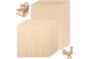 POHOVE 12 Pcs Basswood Sheets,Plywood Sheets1.5mm Balsa Wood Sheets for Home Decoration, DIY Crafts Projects, Woodcraft Model, Painting 200x100mm, 100x100mm.
