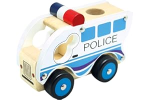Bino 84082 Voiture de Police en Bois Multicolore