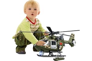XUEXUE Grünes Militärspielzeug mit großem Hubschrauber, Armeespielzeug mit Lichtern und Geräuschen, Geburtstagsgeschenk für 3 4 5 6 Jahre alte Jungen und Mädchen