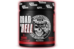 ‎GYM NUTRITION ROAD TO HELL - Ultra Hardcore Booster Pre workout - Pulver - ATP + L-Arginin + Citrullin + Beta Alanin + Koffein 400g in Zusammenarbeit mit Sportstudio Popeye Cola-Lime Geschmack Vegan
