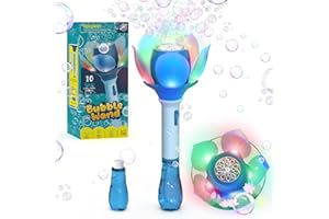 PANACARE Blumen Seifenblasenstab, Elektronische Seifenblasenmaschine Kinder mit Seifenblasenlösung/Akku/Licht, Bubble Machine 10000+ Blasen Spielzeug Kinder Geschenk/Geburtstag/Party/Hochzeit (Blue)