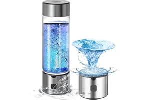 DSGKUU Tragbare Wasserstoff-Wasserflasche - BPA-freier wasserstoffreicher Wassergenerator für Zuhause & Reisen, schnelle Wasserstoffproduktion, Silber