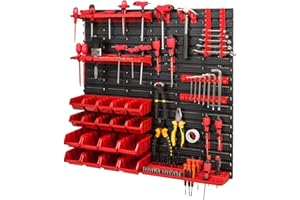 PAFEN Sistema de almacenamiento de pared de herramientas 772 x 780 – Juego de soportes para herramientas y cajas apilables – Estantería de pared – Estantería de taller