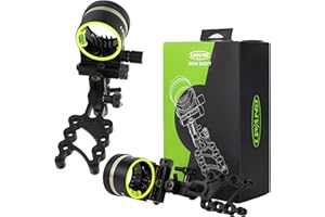 limaity Archery Compound Bow Sight 5 Pin Scope Optical Fiber Aiming Point Lens Magnification Bow Sight with 4x 6x 8x Lens Available Aluminum Alloy Sight for Compound Bow