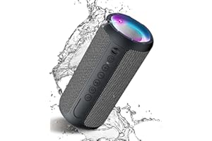 Maxesla Enceintes Bluetooth Portable avec Son stéréo 10W, Haut-parleurs étanches IPX7 sans Fil Bluetooth avec lumière LED, Carte TF, AUX, Haut-Parleur Portable Durable pour Les Voyages, Le Sport