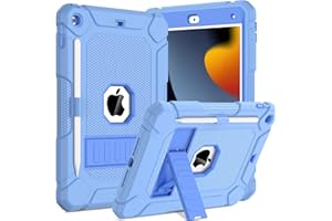 TOPWANT Case for iPad 9th 8th 7th Generation (10.2 inch, 2021/2020/2019), Shockproof Protective iPad 10.2 Case with Built-in Stand/Pencil Holder, Blue