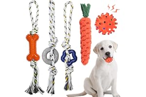 GENPAR 5PCS Chew Toys Dog Teething Training,Interactive Playing Pet Toy, Dog Rope Toys for Puppy Dog, Avoiding Dogs Boredom Anxiety with Durable Dog Rope Toy/Squeaky Ball (5PCS)