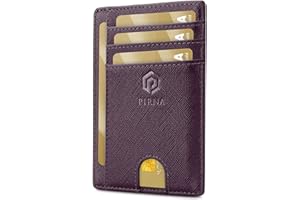PIRNA Portfel Damski Mały, Smukły, Lekki, Minimalistyczny Etui na Karty, Blokowanie RFID, Portfel Męski Slim, Small Wallet, Świetny Pomysł na Prezent Pudełko - Purpura