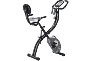 HOMCOM Bicicleta Estática Plegable Resistencia Magnética Ajustable de 8 Niveles con Sensor de Pulso Pantalla LCD Sillín Regulable Respaldo Bandas para Entrenamiento en Casa 107x53x107 cm Negro