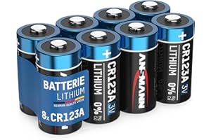 ANSMANN CR123A 3V Lithium Batterie, 8 Stück, 1500mAh, Einwegbatterie für Alarmsysteme Spielzeug Taschenlampen Kamerablitz, Rundzelle, leistungsstark