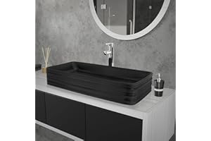 ML-Design Waschbecken aus Keramik in Schwarz matt 68x38x12 cm Eckig, Moderne Aufsatzwaschbecken, Design Waschtisch Aufsatz-Waschschale Waschplatz Handwaschbecken, für das Badezimmer und Gäste-WC