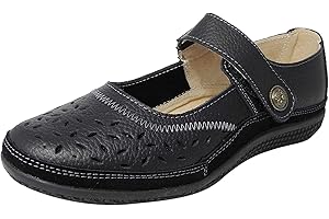 Boulevard Eleanor Ladies Leather Wide Fit Mary Jane Shoes Black