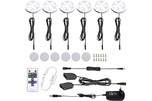 AIBOO LED Cocina Regulable Debajo de La Luz del Gabinete con Control Remoto Inalámbrico por RF, Iluminación Empotrada en Gabinete LED, 6 Paquetes de Luces LED de 12V12W con Pantalla(Blanco Frio 6000K)