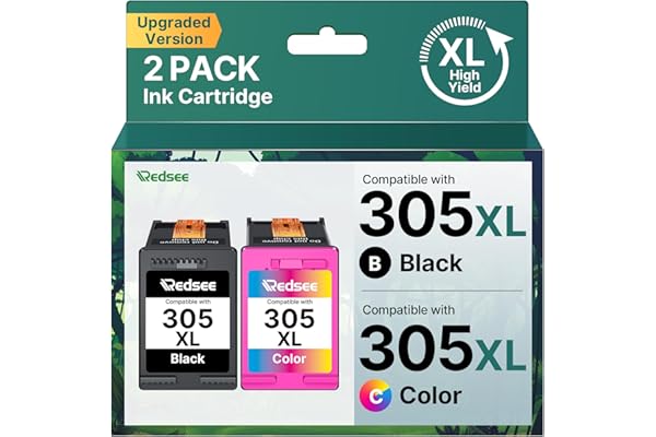 Redsee Tinta 305 XL Cartuchos de Tinta 305XL Negro y Ccolor Remanufacturado para HP 305 Tinta para HP DeskJet 2720 2700 2721 2820 2800 2821 2723 2822 Envy 6022 DeskJet Plus 4120 4200 4100(Pack de 2)