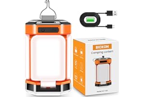 Lampada da Campeggio, BICKON Lampada Ricaricabile USB, 60 LEDs Super Luminoso 5 Modalità Lanterna da Campeggio, 25+ Ore di Lavoro Lampada per Tende, Campeggio, Pesca, Escursionismo, Emergenza