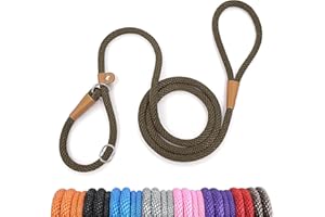 lynxking Schleppleine für Hunde Hundeleine Retrieverleine Führleine Zugleine für kleine mittelgroße große Hunde (Brown, Zugstopp-1.3cm x 150cm)