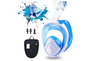 ACEMALL Full Face Snorkel Mask Adults with Latest Double Floating Ball Dry Top System, 180° Panoramic View Diving Mask with Camera Mount, Anti-Fog Anti-Leak Scuba Mask Snorkeling Gear Equipment for Men Women