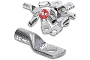 Kalitec HR95-10 - Terminales para cables tubulares (10 unidades, 95 mm², M10, sin orificio visual), fabricado en Alemania