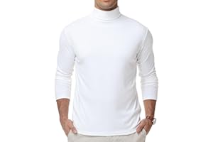 YUKAICHEN Men's Turtleneck Thermal Tops Long Sleeve Basic Layer Roll Neck Vest Soft Fleece Like Fabric Undershirt