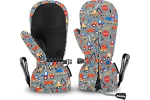 Andake Guanti per bambini, caldi invernali, impermeabili, antivento, per sci, giochi, attività all'aperto, ragazzi e ragazze