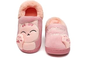 Vunavueya Chausson pour Enfants et Adultes Fille Peluche Pantoufle Garçon Hiver Chaussures de Maison Femmes Hommes Chaude Fourure Doublée Mules Slippers 23-44