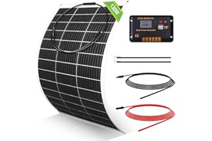 ECO-WORTHY 130W 12V Kit Pannello Solare Monocristallino Flessibile con Regolatore da 30A per Case Mobili, Barche, Cabine, Tetti