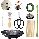WANDIC Blumen-Arrangement-Set, 51-teiliges Set, runde Blumenhalter, Keramik-Blumentopf, Kenzan-Nadel-Reinigungsnadel & Rechen
