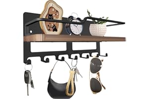 GHWMYD Porte Clef Mural en Bois avec 7 Crochets, Rétro Porte-clés avec Étagère, Multifonction Organisateur de Courrier, pour La Décoration Intérieure Entrée, Salon, Couloir, Bureau