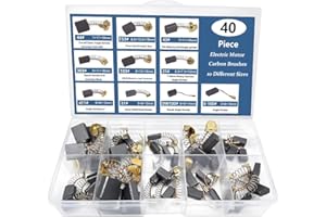 Saipor 40pcs 10 Sizes Electric Motor Carbon Brushes for Replacement Repair Power Tools and Motors Part Such as Electric Hammer Drills, Circular Saws, Angle Grinders