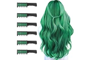 MSDADA 6 colores Hair Chalk Peines de Tiza de Colores para el Pelo Temporal Cabello Tiza No Tóxico Lavables Color para el Pelo Teñido Fiesta Navidad Cumpleaños y Cosplay Niñas y Niños Regalos(Verde)