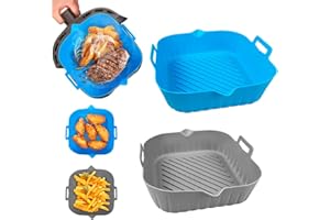 RICOFOT Moule Silicone Air Fryer, 2 Pièces Silicone Air Fryer, Moule Air Fryer, Carré Plat Silicone Air Fryer, Air Fryer Silicone Convient pour Pizza Gâteau Poulet Frit Burger
