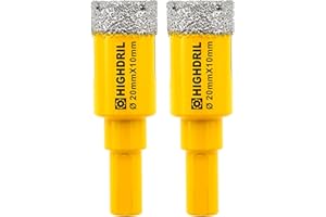 HIGHDRIL Brocas de Diamante - 20mm × 2 Vástago Triangular Sierra de Perforación Soldada al Vacío para Cerámica Porcelana Granito Mármol Mampostería